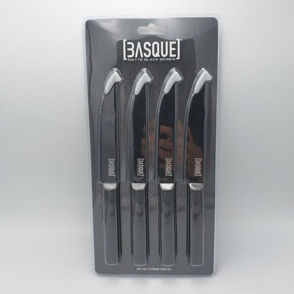 Basque Matte Black Series Steak Knives. Set Of 4.‎ New In Package. - Picture 1 of 2